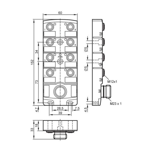EBC010 IFM - Distribuidor Central IFM Automação Industrial 8 Portas M12 PNP IP67