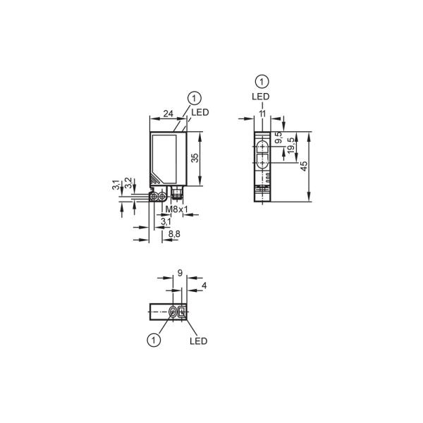 OJ5048 IFM - Sensor de Reflexão Difusa ifm Robótica e Manuseio 400mm PNP IP67 M8