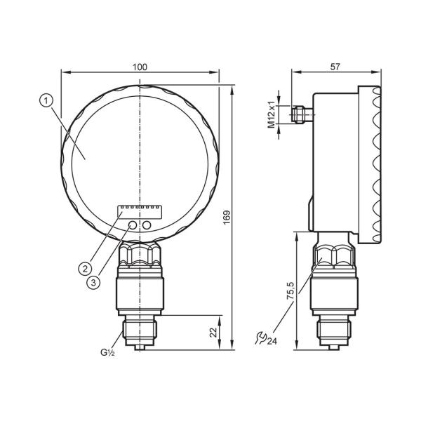 PG2451 IFM - Sensor de Pressão IFM Uso Industrial 0-250 bar Analógico