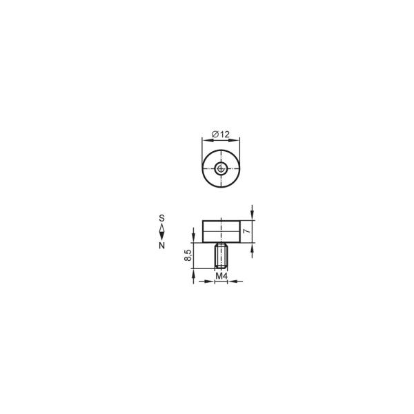 E12717 IFM - Ímã de Amortecimento ifm Fixação e amortecimento M4 12x7.5mm Neodímio