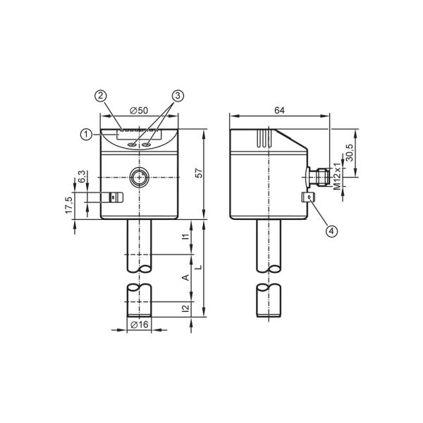 LK3123 IFM - Sensor de Nível Eletrônico IFM Monitoramento de fluidos 472mm IO-Link PNP/NPN
