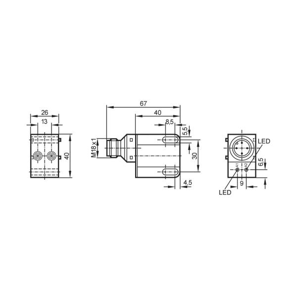 IN0108 IFM - Sensor Duplo Indutivo IFM Acionamentos Oscilantes 4mm 2 Fios M18 IP67