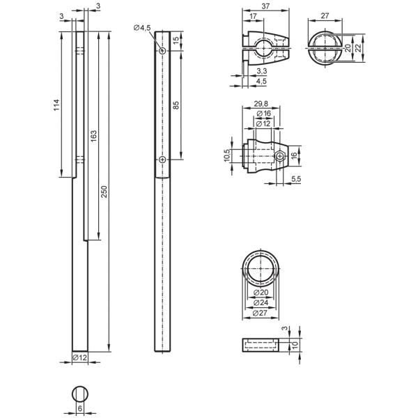 E2D114 IFM - Kit de Montagem IFM para Unidade de Iluminação Ø12mm 250mm Aço Inox