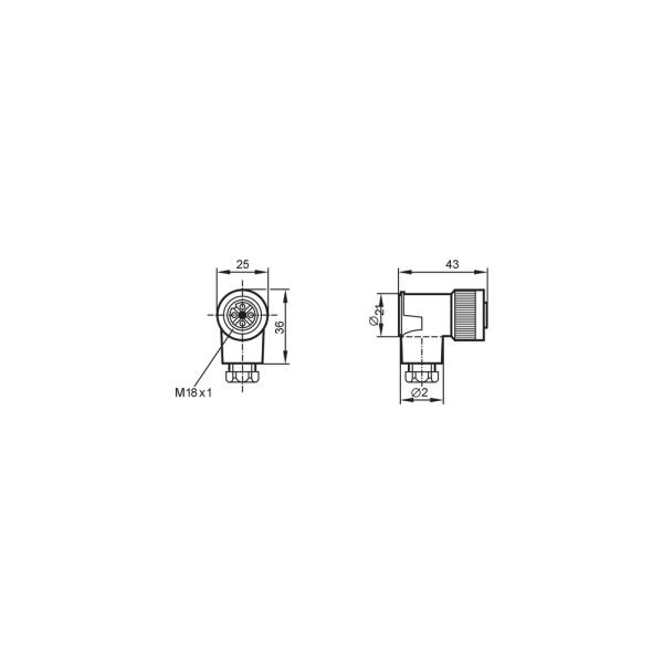 E10013 IFM - Soquete Confeccionável IFM Automação Industrial M18 Angular 4 Pinos IP65