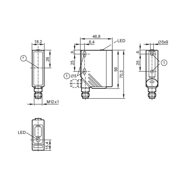O5S700 IFM - Transmissor Fotoelétrico Barreira Laser Automação Industrial 60m IP67 M12