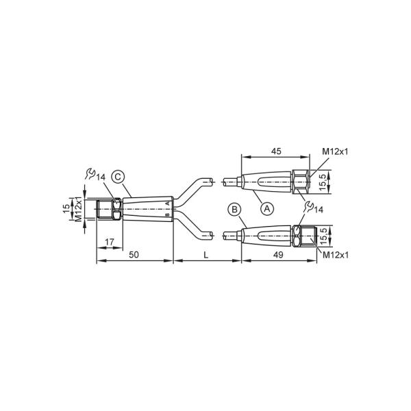 EVF695 IFM - Cabo de Ligação em Y ifm Indústria Alimentícia 5m IP69K