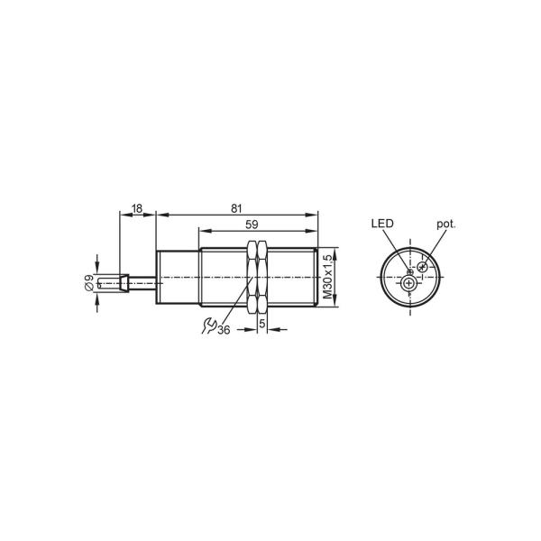 KI0016 IFM - Sensor Capacitivo IFM Detecção de objetos M30 15mm NA 2 fios