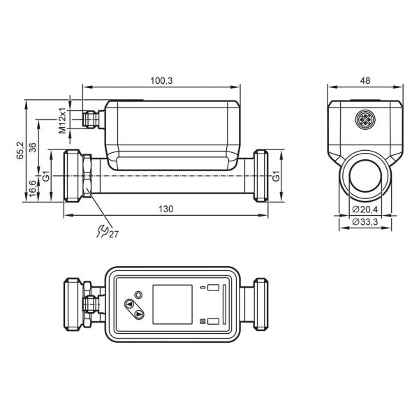 SU8020 IFM - Sensor de Vazão Ultrassônico IFM Monitoramento de Vazão 0,06-14,4 m³/h, IO-Link