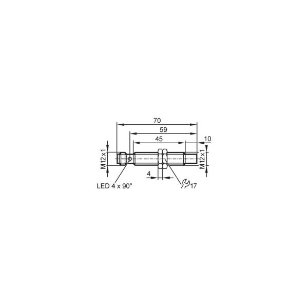 IFT245 IFM - Sensor Indutivo Metálico ifm Áreas Higiênicas M12 6mm PNP NA