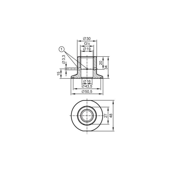 E43311 IFM - Adaptador Tri-Clamp IFM Conexão de processo G 1/2 para DN25-DN40 Inox