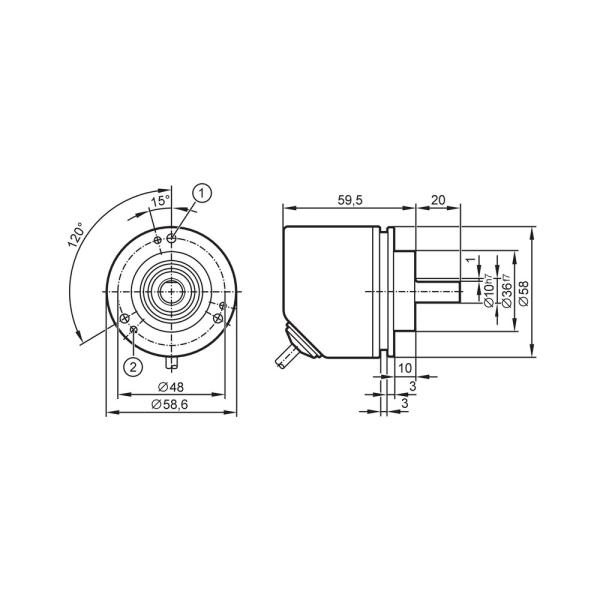 RV3500 IFM - Encoder Incremental IFM Medição de rotação e posição Eixo 10mm, IO-Link, 2m