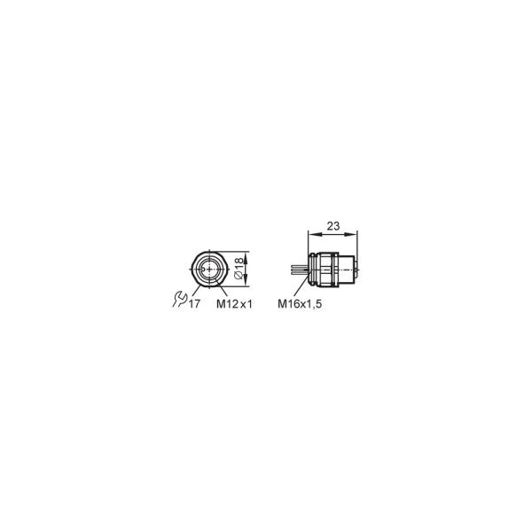 E12408 IFM - Soquete de Instalação IFM M16 Automação Industrial M12 5 Pinos Cabo 0,5m IP68