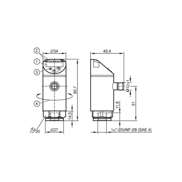 PN7392 IFM - Sensor de Pressão ifm com Display Monitoramento Industrial 0-100 bar IO-Link