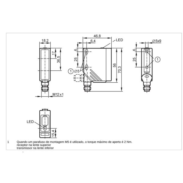 O5P200 IFM - Sensor Retroreflexivo IFM Automação Industrial PNP 7m M12 IP67