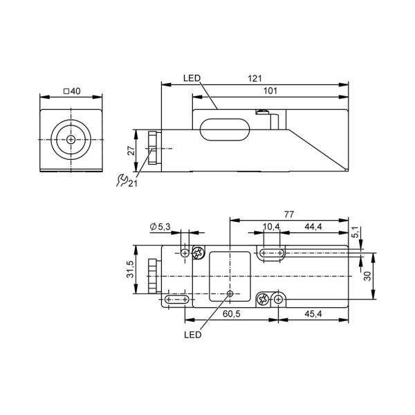 IM0011 IFM - Sensor Indutivo Retangular IFM Detecção de objetos 15mm 20-250V AC/DC