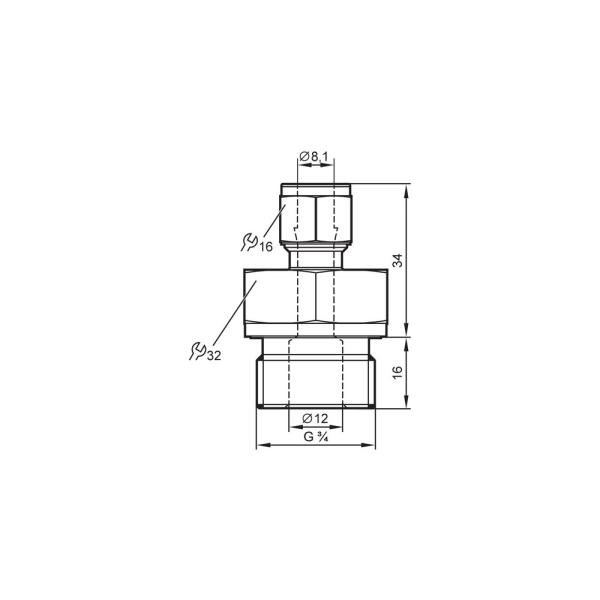 E40260 IFM - Adaptador de Anel Progressivo IFM Conexão de Sensor 8mm G 3/4 Aço Inox 50 bar