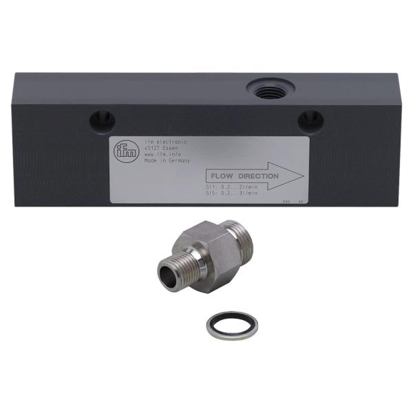 E40182 IFM - Adaptador de Processo IFM ADAPTBLOCK Pequena Vazão Volumétrica PVC, G 1/2, M18x1,5