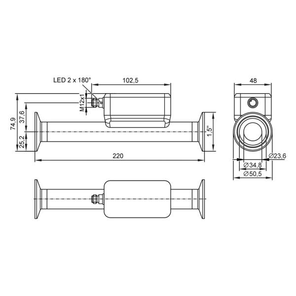 SUH301 IFM - Sensor de Vazão Ultrassônico IFM Medição de vazão 0,18-22,5 m³/h, IO-Link, Clamp 1,5"