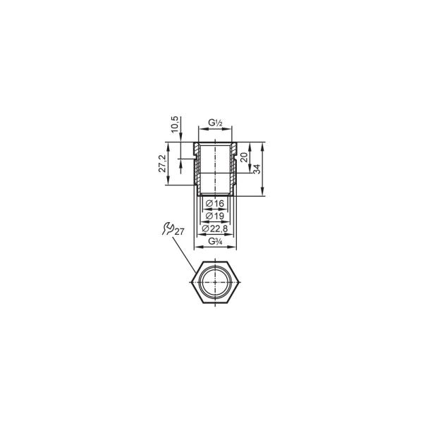 E43302 IFM - Adaptador Rosqueável IFM para Sensores de Processo G1/2-G3/4 Aço Inox 316L
