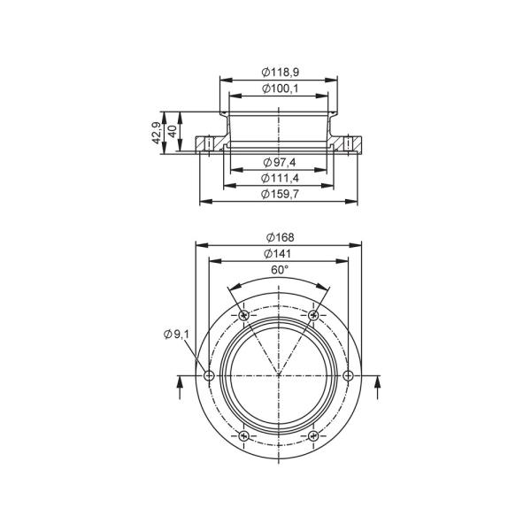 E40496 IFM - Adaptador Clamp DIN 32676 Série A Para Sensor de Vazão SMF DN100 Inox 316L 10bar