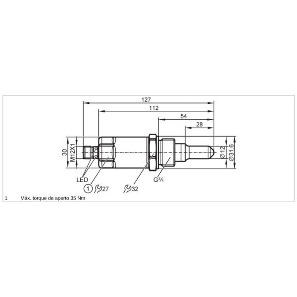 LMT202 IFM - Sensor de Nível Capacitivo ifm Detecção de nível limite IO-Link PNP/NPN G 3/4