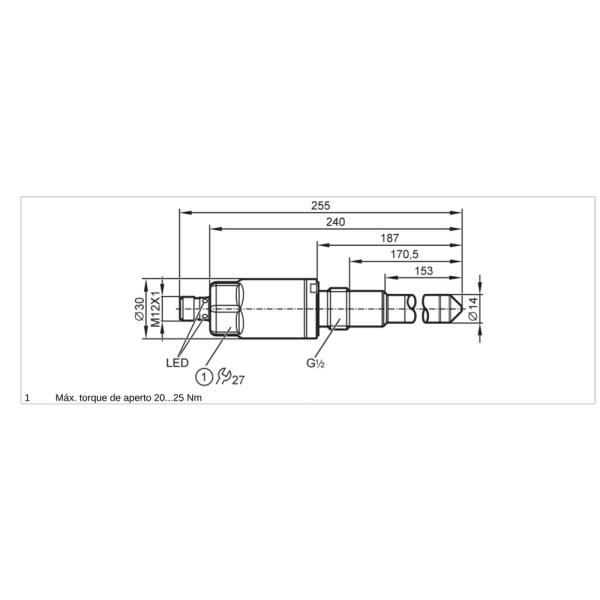 LMT104 IFM - Sensor de Nível Capacitivo IFM Detecção de Nível Limite IO-Link G 1/2 PNP/NPN