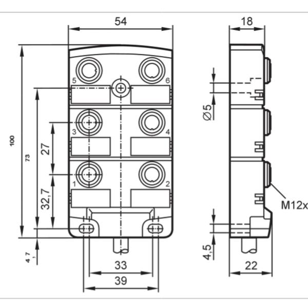 EBC018 IFM - Distribuidor Central IFM Automação Industrial 6 Portas M12 Cabo 5m