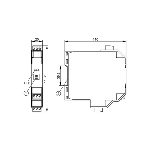 N0537A IFM - Amplificador de Isolamento Namur Monitoramento de sensores 24VDC PNP Trilho DIN