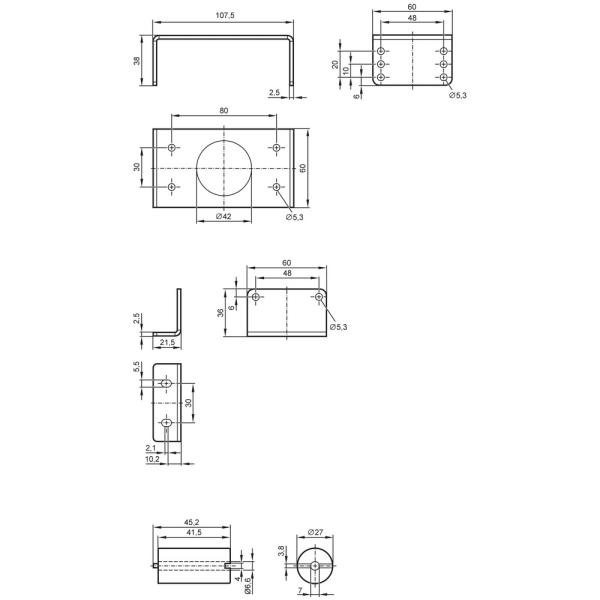 E12674 IFM - Suporte de Montagem IFM Acionamentos Pneumáticos VDI/VDE Aço Inox 20-40mm