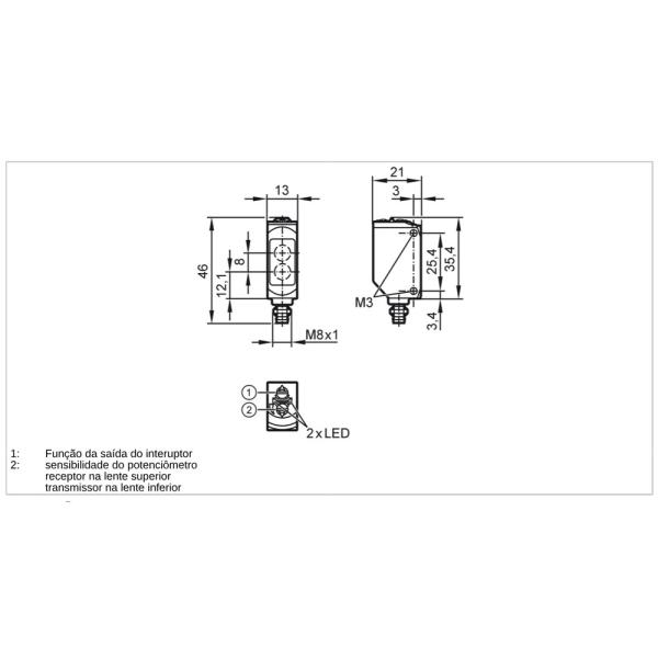 O6H202 IFM - Sensor de Reflexão Difusa IFM Automação Industrial PNP 200mm IP67