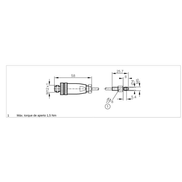 TS2759 IFM - Sensor de Temperatura IFM Medição de contato Pt100 Rosca M5 Cabo 2m
