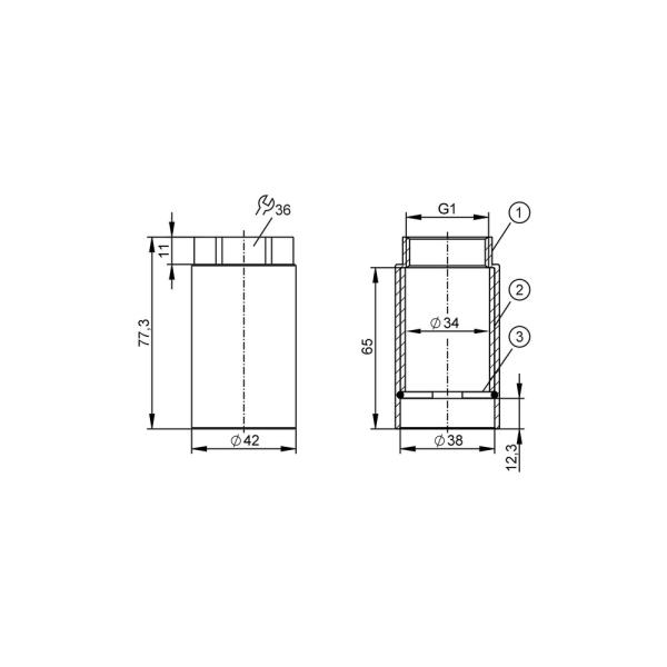 E33705 IFM - Prolongamento de Antena para Sensor LPR LW2120 Aço Inox G 1