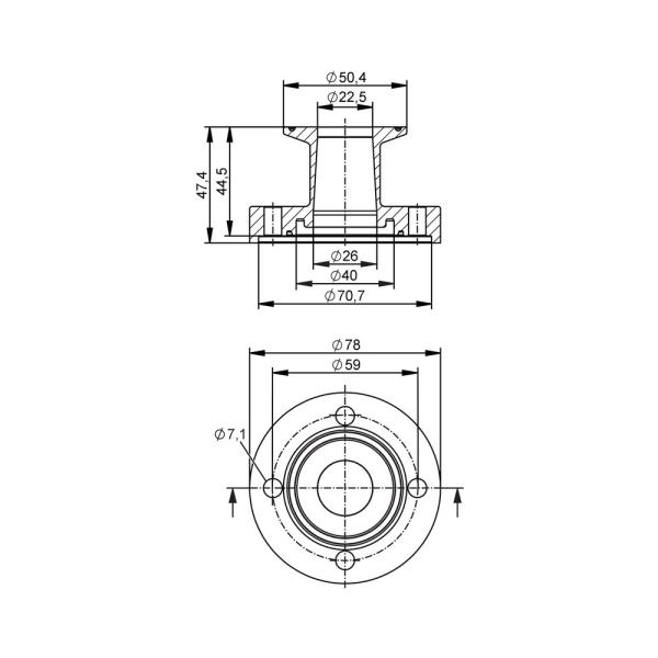 E40481 IFM - Adaptador de Processo Clamp ISO 2852 para Sensor de Vazão SMF DN25 Aço Inox 316L 16 bar