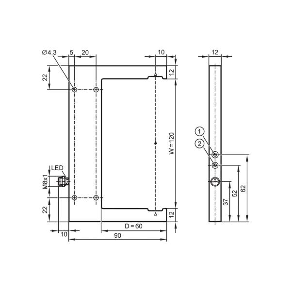 OPU205 IFM - Sensor Óptico Tipo Forquilha IFM Detecção de objetos 120mm PNP Claro/Escuro