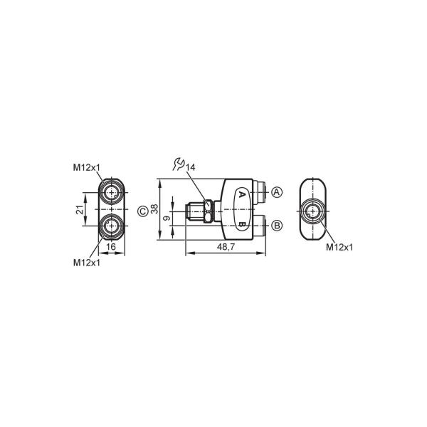 EBF006 IFM - Distribuidor Y ifm Indústria de Alimentos IP69K, Aço Inox, 4A