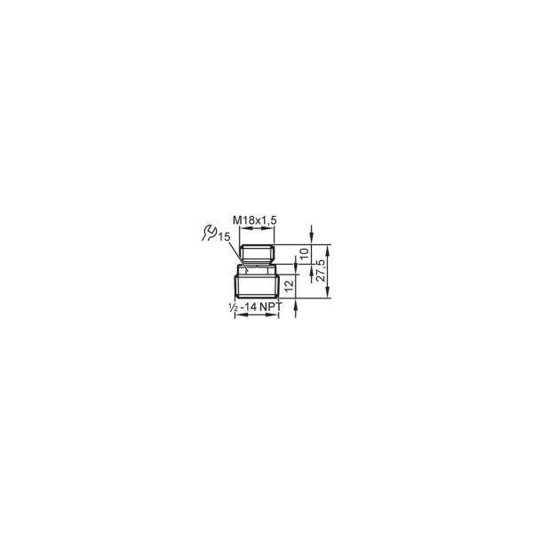 E40107 IFM - Adaptador Rosqueável ifm Sensores de Processo M18x1,5 p/ 1/2 NPT Aço 316L