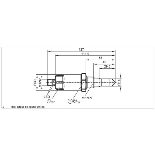 LMC502 IFM - Sensor de Nível Capacitivo IFM Detecção de nível limite IO-Link, 40mm, 1/2" NPT
