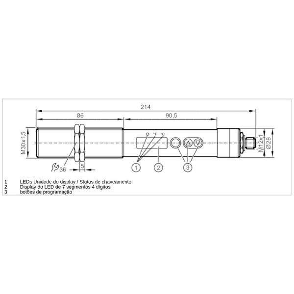 TW2002 IFM - Sensor Temperatura Infravermelho IFM Para forjas e metais 500-2500°C IO-Link M30