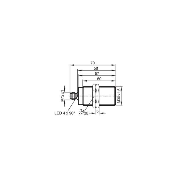 IIT230 IFM - Sensor Indutivo Totalmente Metálico Áreas Higiênicas M30 10mm NPN M12