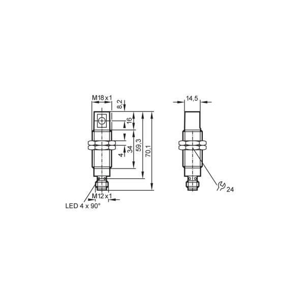 OG5127 IFM - Receptor Fotoelétrico IFM Detecção por Barreira 9m PNP IP68 M12