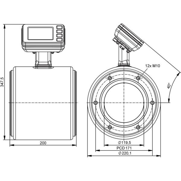 SMF820 IFM - Sensor Vazão Magnético ifm Fluxo industrial IO-Link 4,5-450m³/h 16bar