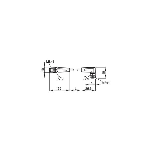 EVC283 IFM - Cabo de Ligação IFM Automação Industrial M8 Reto x Angular 2m