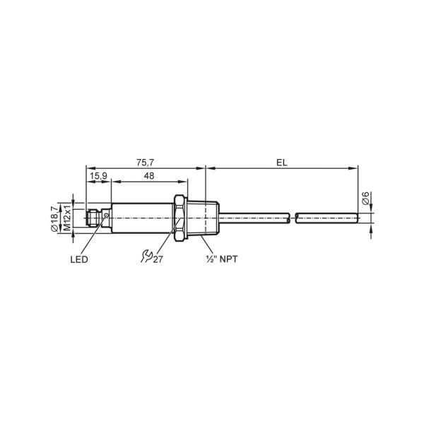 TA2303 IFM - Transmissor de Temperatura ifm Monitoramento de fluidos IO-Link, 1/2" NPT, Pt1000