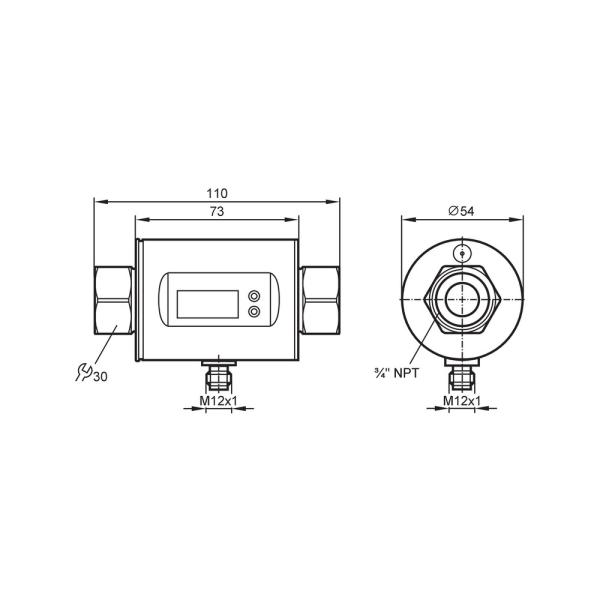 SM7601 IFM - Sensor Vazão IFM Monitoramento Fluxo IO-Link, 16bar, DN20, 3/4NPT