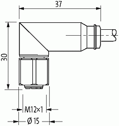 M12 male 0° / M12 female 90° Steel