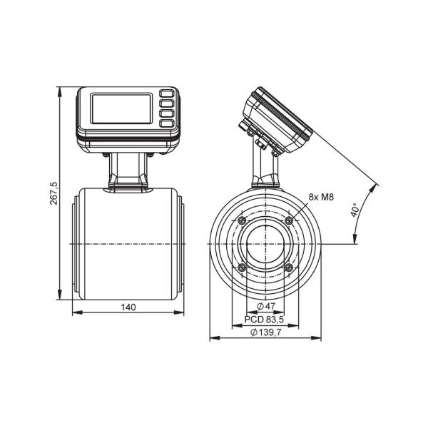SMF420 IFM - Sensor Vazão Magnético ifm Medição industrial DN50 10-1200l/min IO-Link