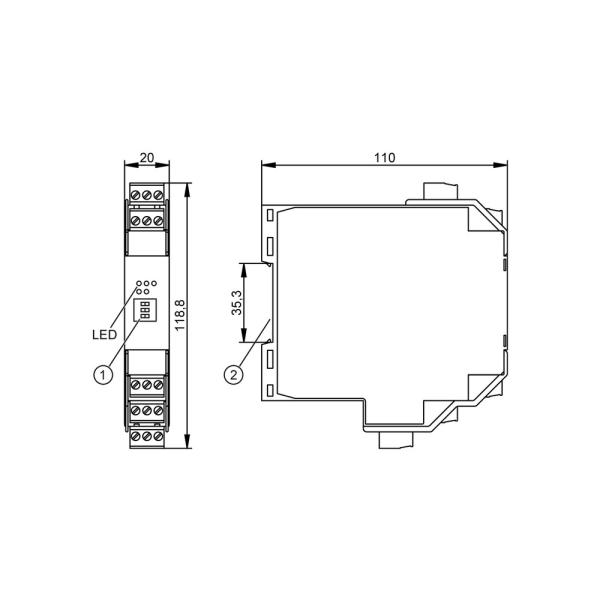 N0533A IFM - Amplificador de Isolamento Namur IFM Monitoramento de sensores 24VDC 2 Canais Relé