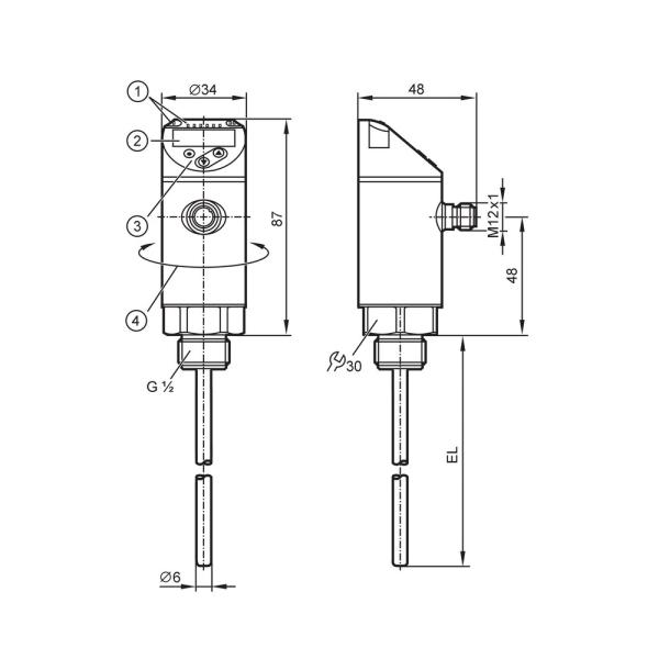 TN2435 IFM - Sensor de Temperatura com Display Monitoramento de Fluidos IO-Link -50 a 150°C