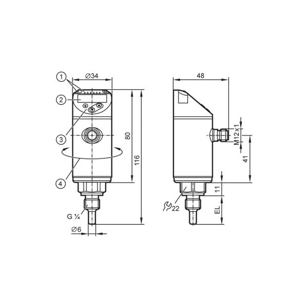 TN2105 IFM - Sensor de Temperatura com Display Monitoramento de Fluidos IO-Link -50 a 150°C