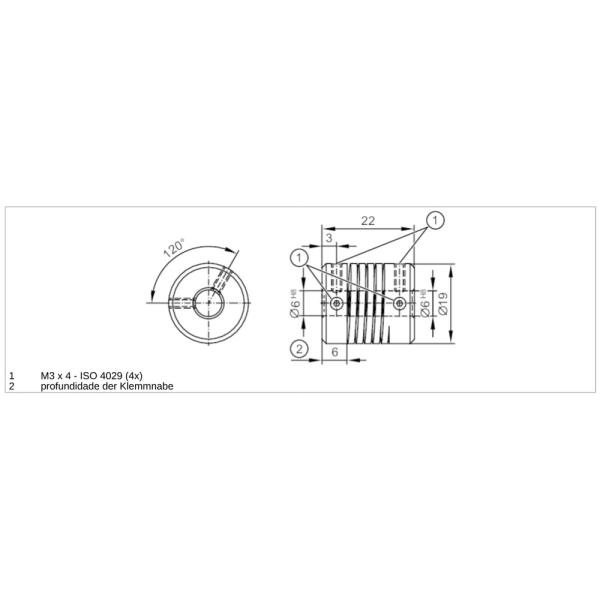 E60063 IFM - Acoplamento Flexível Encoder Para Encoder Ø19mm L22mm 6x6mm